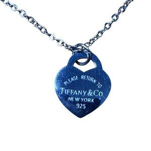 Tiffany & Co. 925 sterling silver heart tag charm and 18 KGP necklace 18" chain